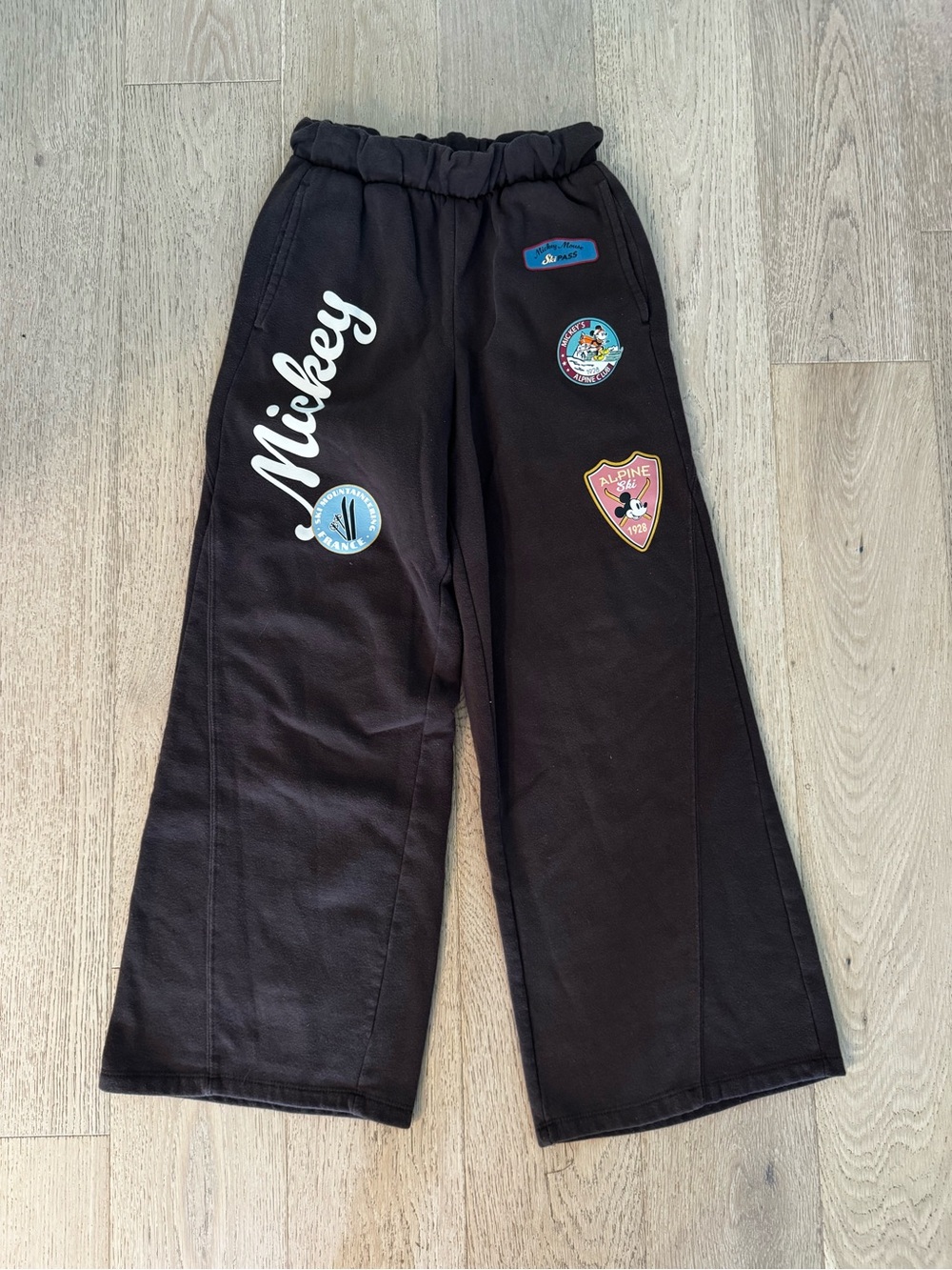 Disney Black Mickey Patch Pajama Pants with Multicolor Accents